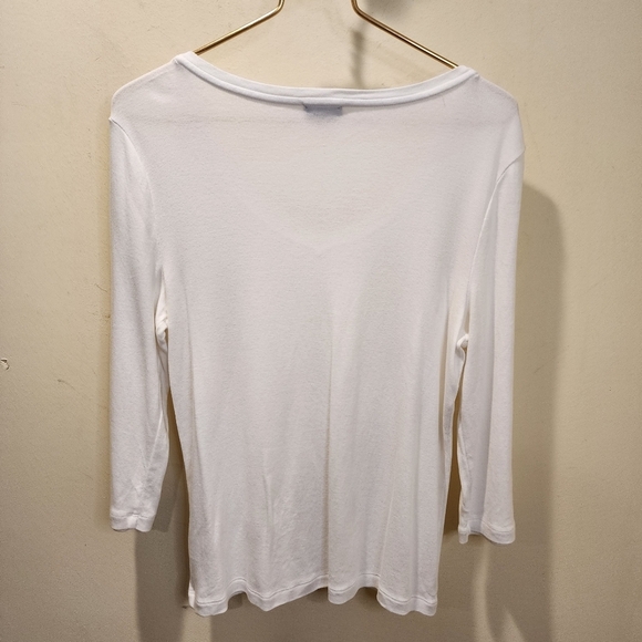TALBOTS White quater Sleeves cotton pullover top size L - Picture 8 of 10